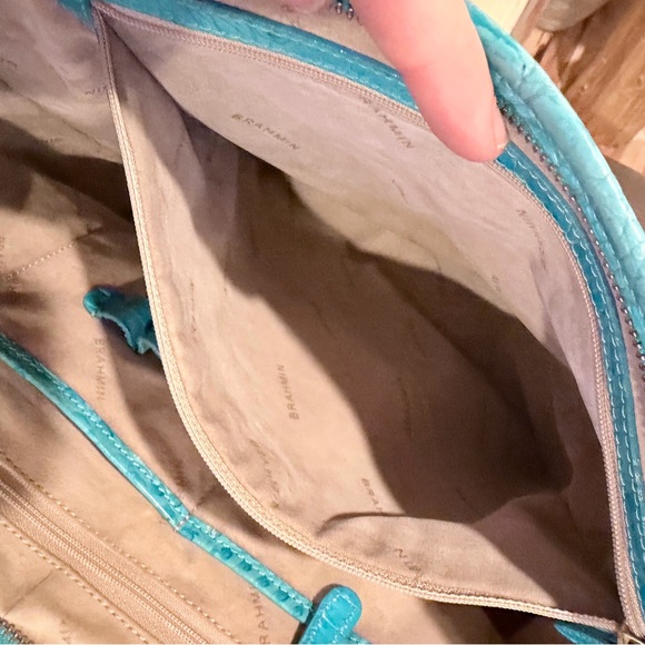 Brahmin Turquoise Croco-Embossed Tote with Matching Wallet - Picture 10 of 15